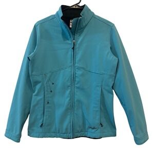 Spyder Women Turquoise Blue Softshell Running Jacket Medium Full Zip Puffer‎
